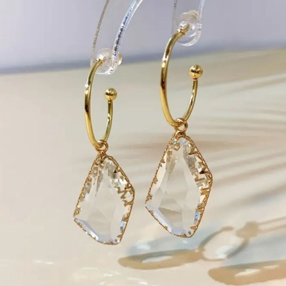 14K Gold Plated Crystal Statement Earrings Nickel Free